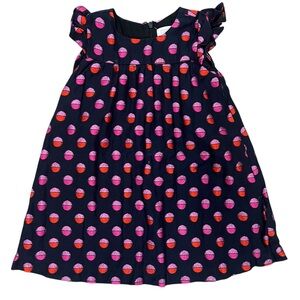 Gymboree Navy Dress with Pink and Orange Dot Accents